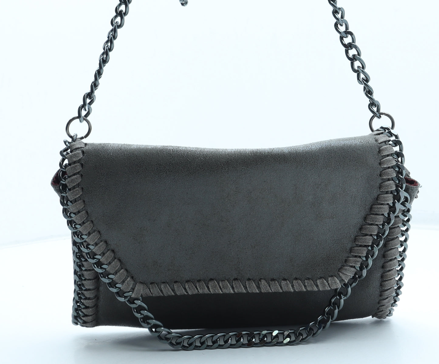 Preworn Womens Grey Polyurethane Crossbody Size Medium
