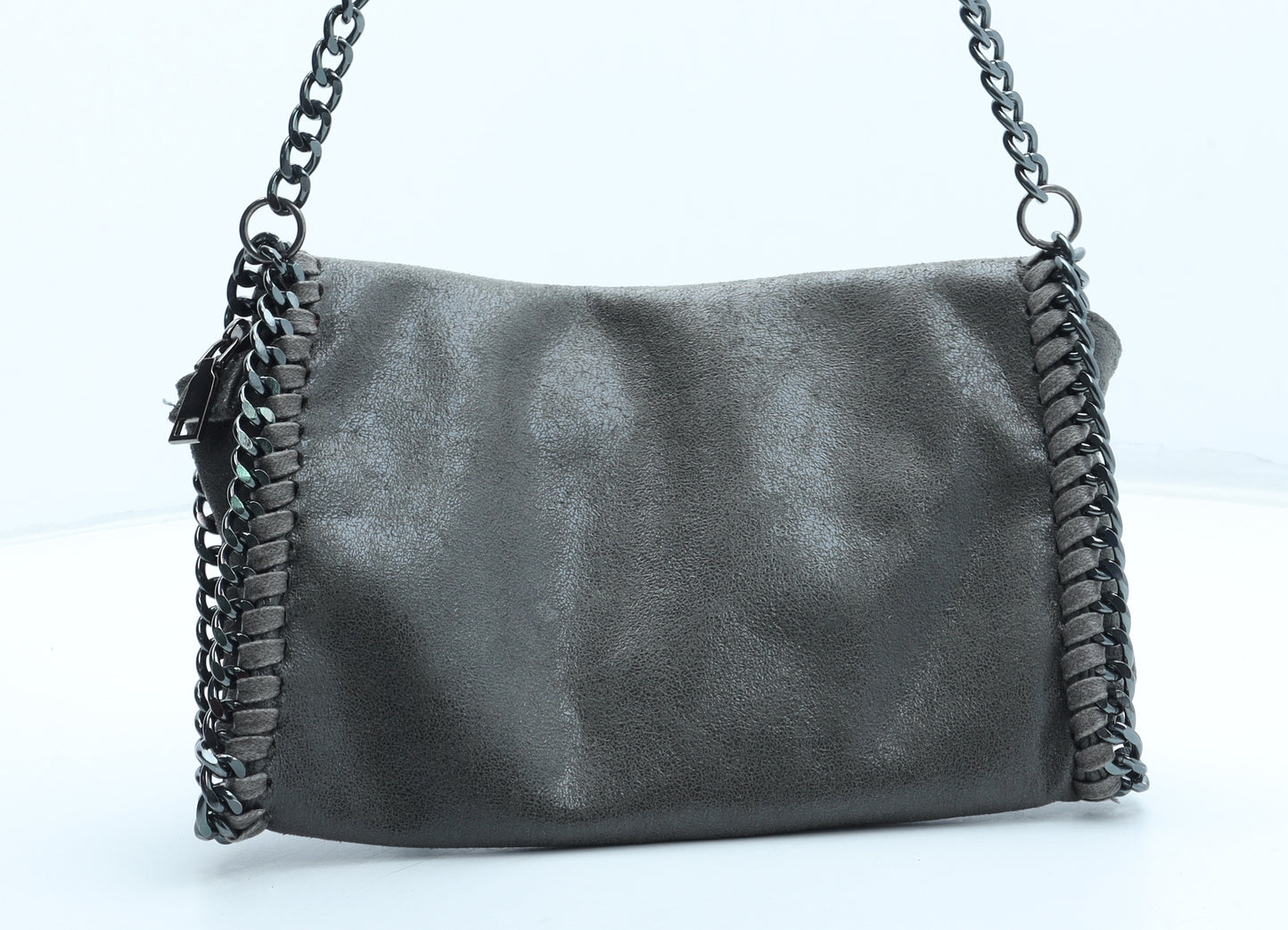 Preworn Womens Grey Polyurethane Crossbody Size Medium