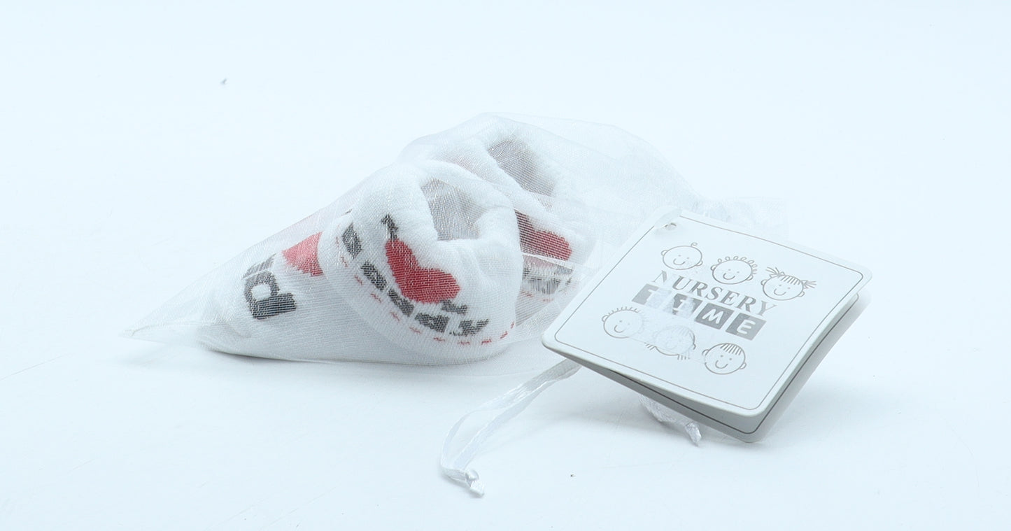 Nursery Time Unisex Baby & Toddler White Cotton Snow Boot Trainer UK Newborn - I Love Daddy