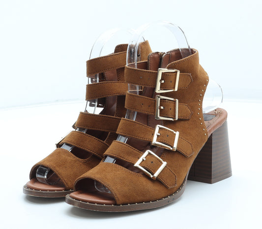 Preworn Womens Brown Leather Gladiator Heel UK