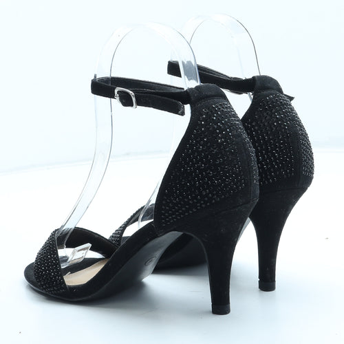 George Womens Black Polyester Strappy Heel UK