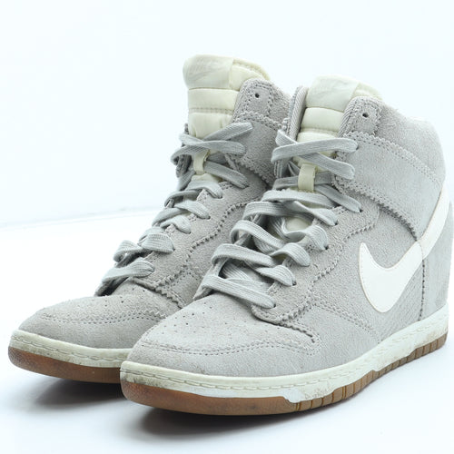 Nike Womens Grey Leather Trainer UK - Wedge Heel