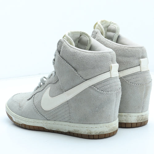 Nike Womens Grey Leather Trainer UK - Wedge Heel