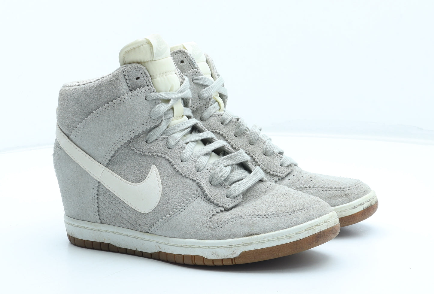 Nike Womens Grey Leather Trainer UK - Wedge Heel