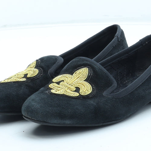 Nine West Womens Black Geometric Polyester Loafer Flat UK - Wide Fit