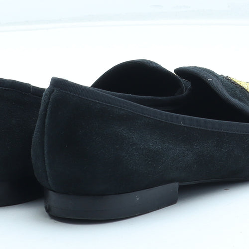 Nine West Womens Black Geometric Polyester Loafer Flat UK - Wide Fit