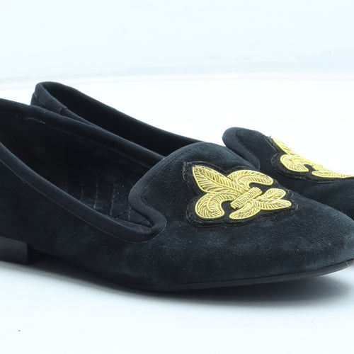 Nine West Womens Black Geometric Polyester Loafer Flat UK - Wide Fit