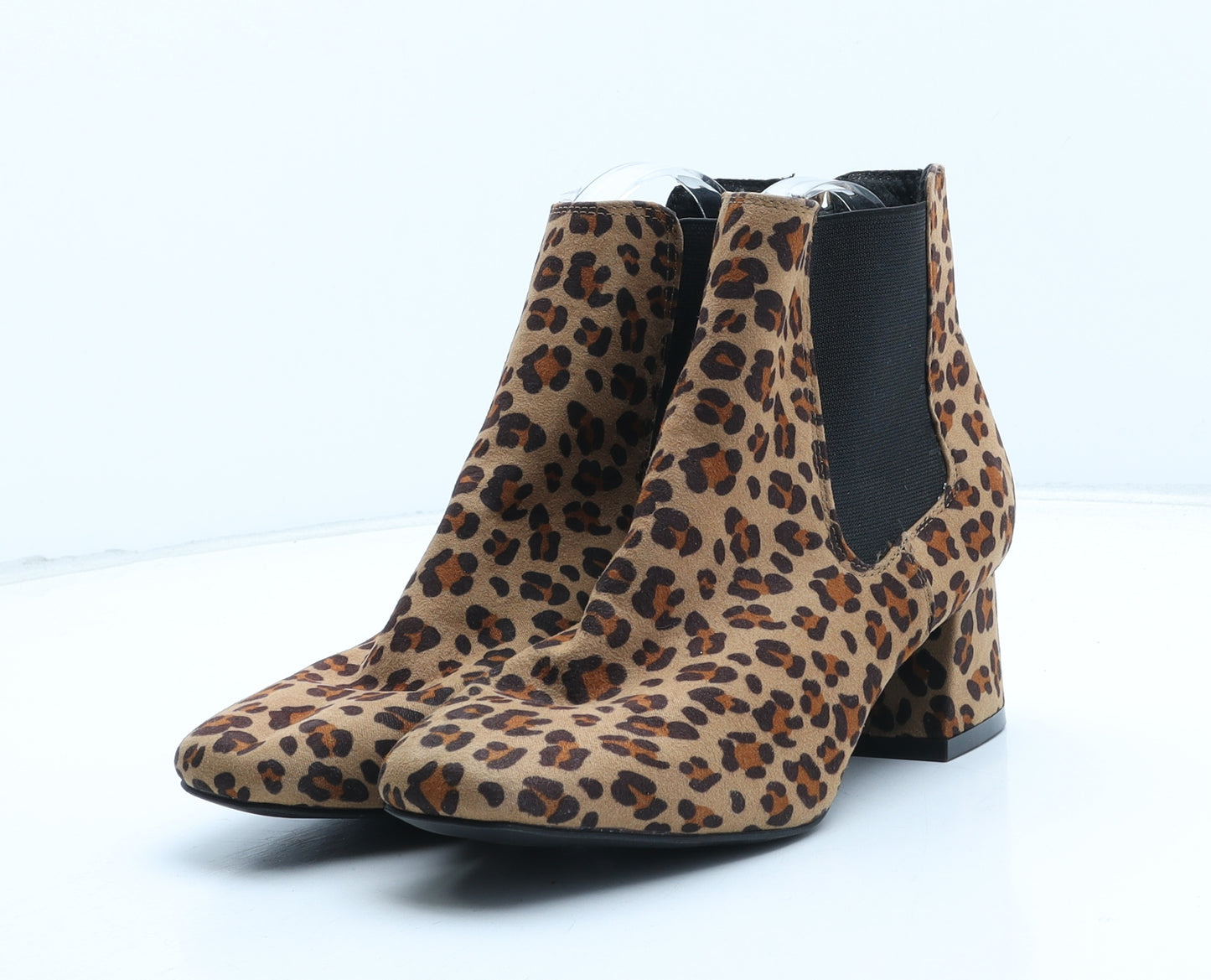 Primark Womens Beige Animal Print Synthetic Chelsea Boot UK - Leopard Pattern