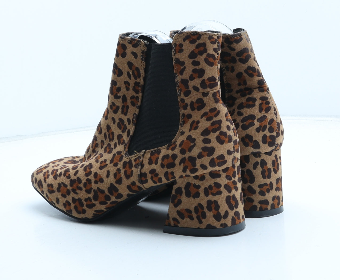 Primark Womens Beige Animal Print Synthetic Chelsea Boot UK - Leopard Pattern