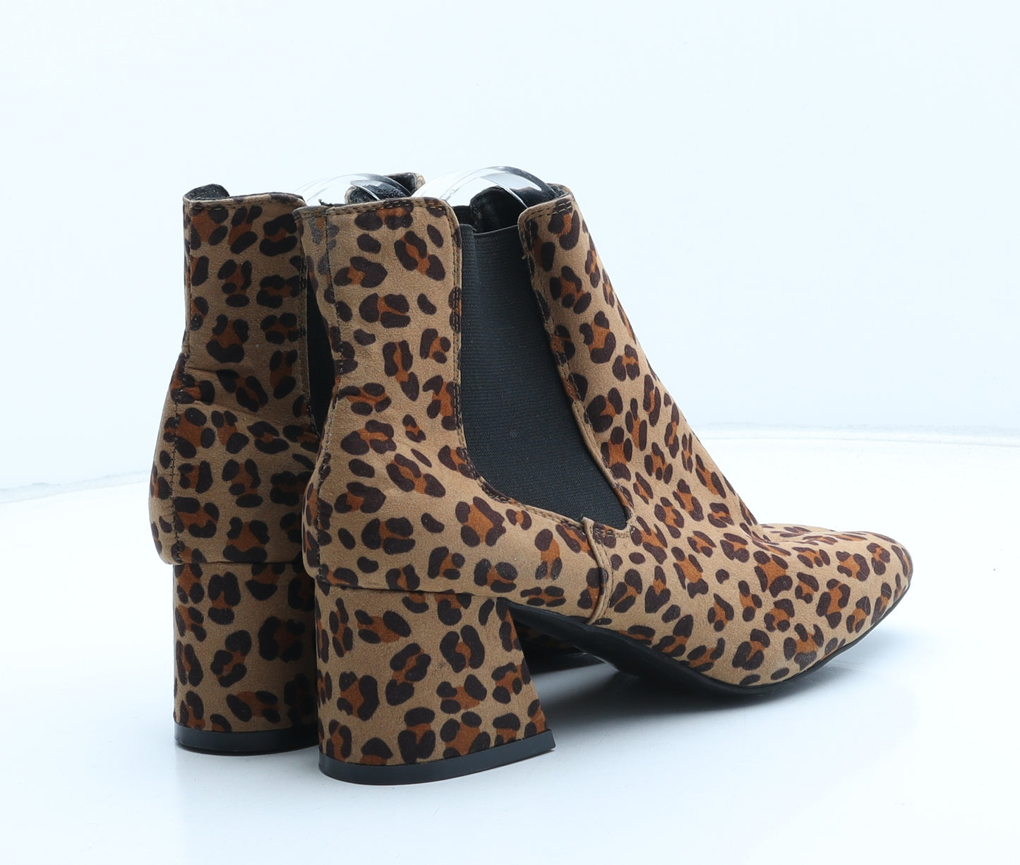 Primark Womens Beige Animal Print Synthetic Chelsea Boot UK - Leopard Pattern