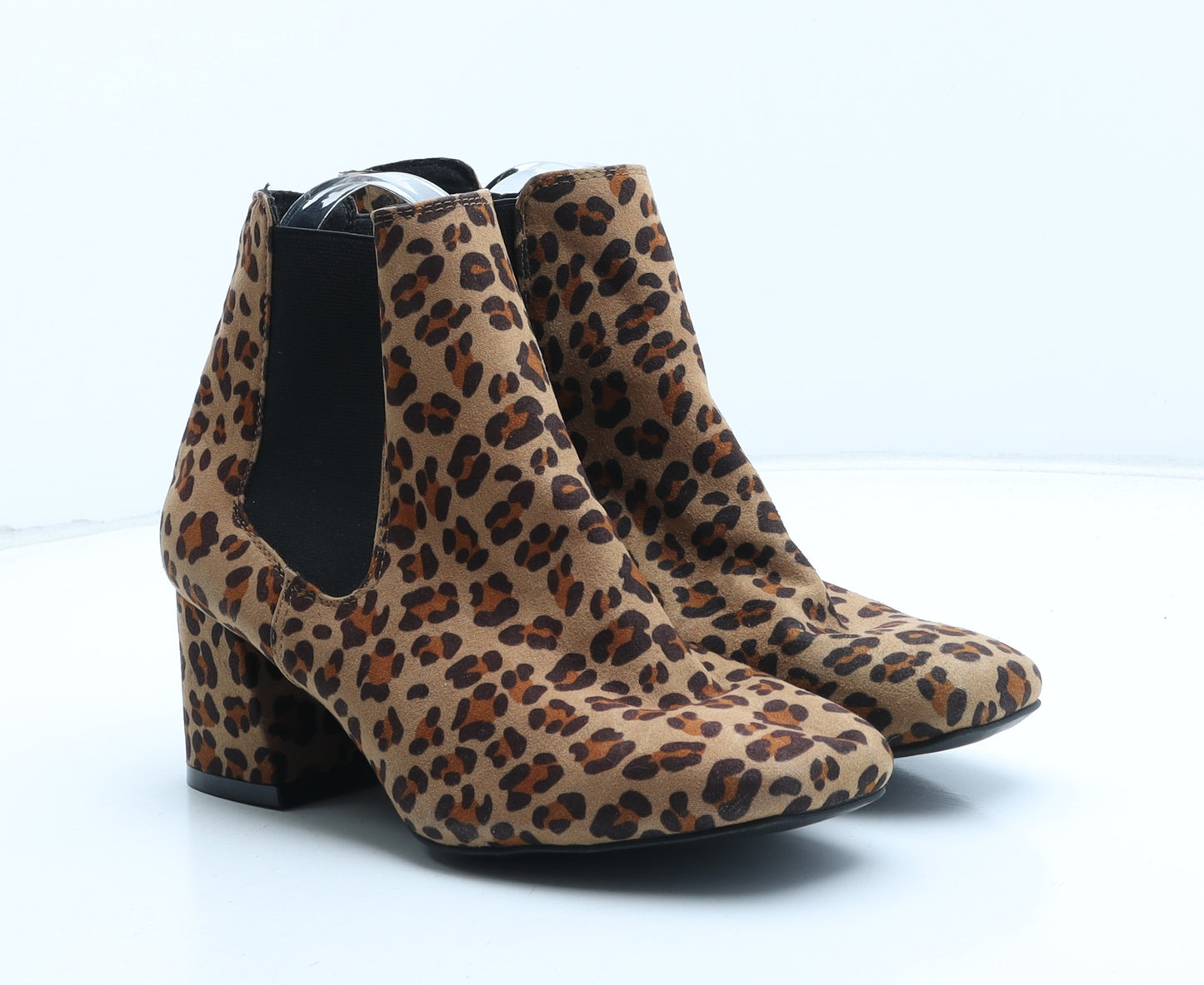 Primark Womens Beige Animal Print Synthetic Chelsea Boot UK - Leopard Pattern