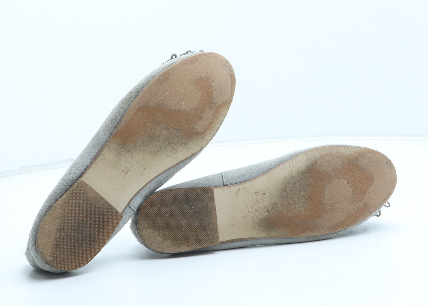 Preworn Womens Grey Synthetic Ballet Flat UK - UK Size Estimated 2