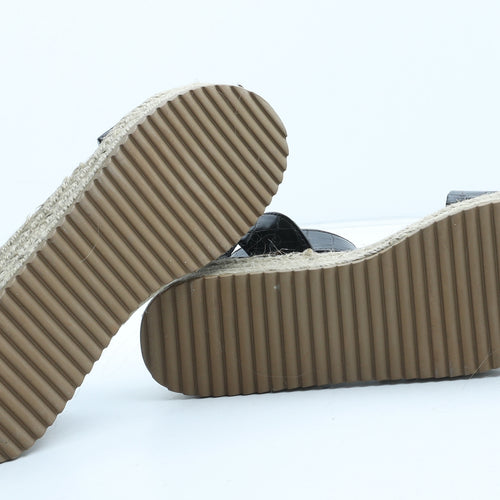 Peacocks Womens Black Synthetic Strappy Sandal UK - Croc Texture