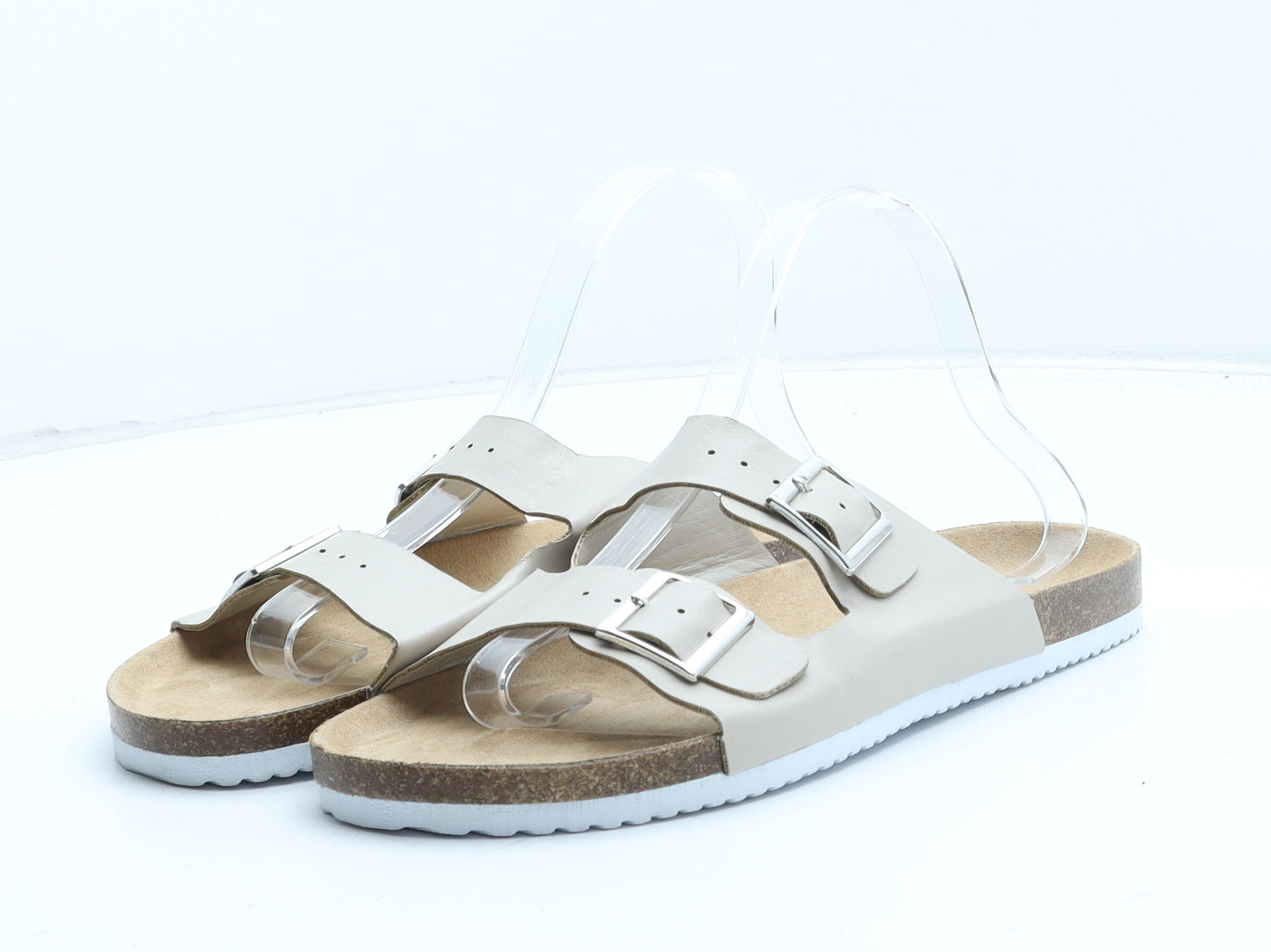 Primark Womens Beige Synthetic Slip On Sandal UK