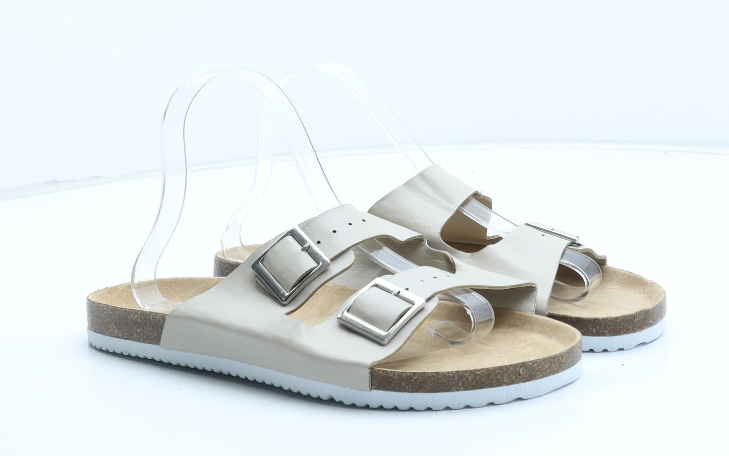 Primark Womens Beige Synthetic Slip On Sandal UK