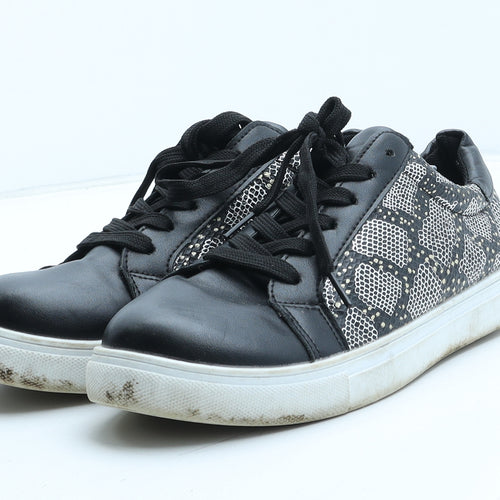 Preworn Womens Black Geometric Synthetic Trainer UK