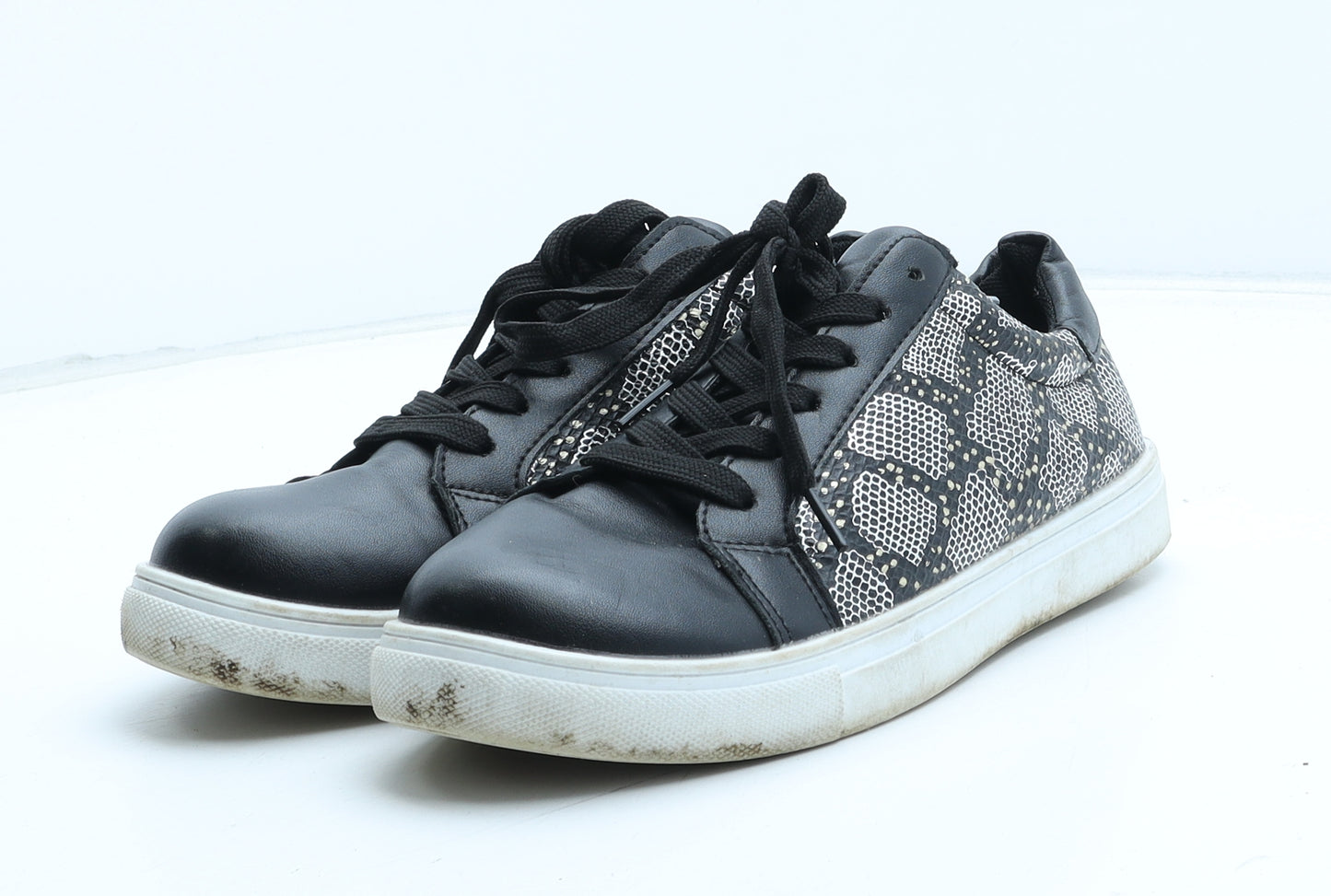Preworn Womens Black Geometric Synthetic Trainer UK