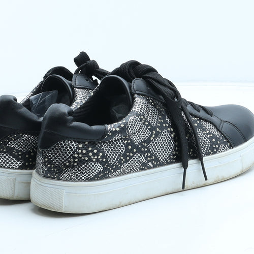 Preworn Womens Black Geometric Synthetic Trainer UK