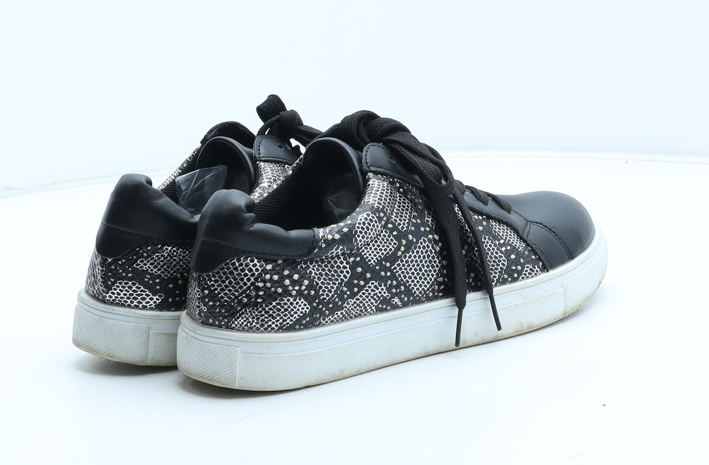 Preworn Womens Black Geometric Synthetic Trainer UK