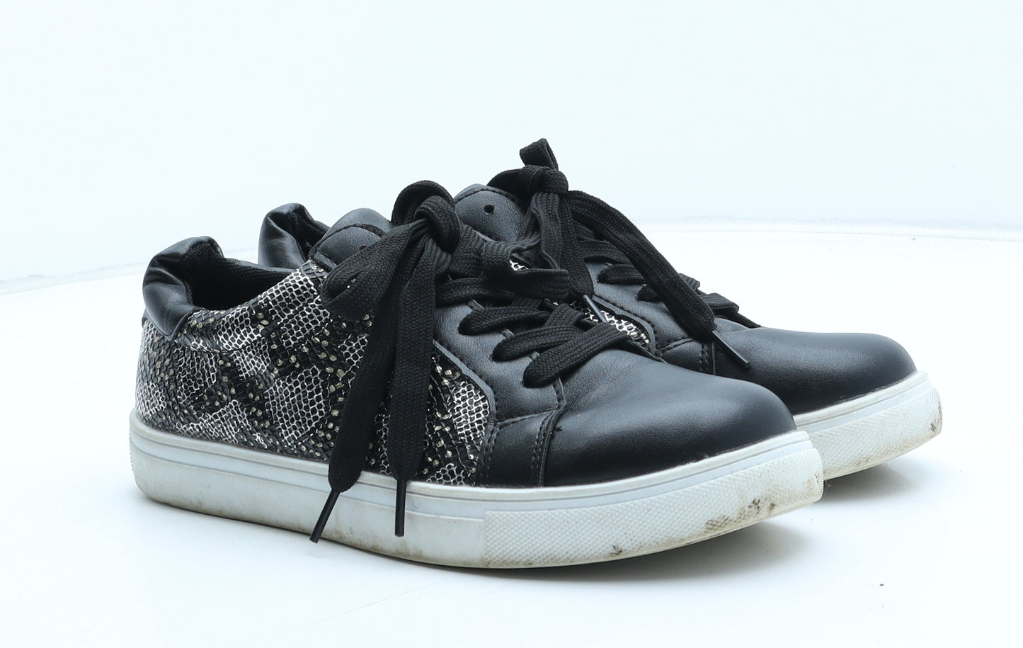 Preworn Womens Black Geometric Synthetic Trainer UK