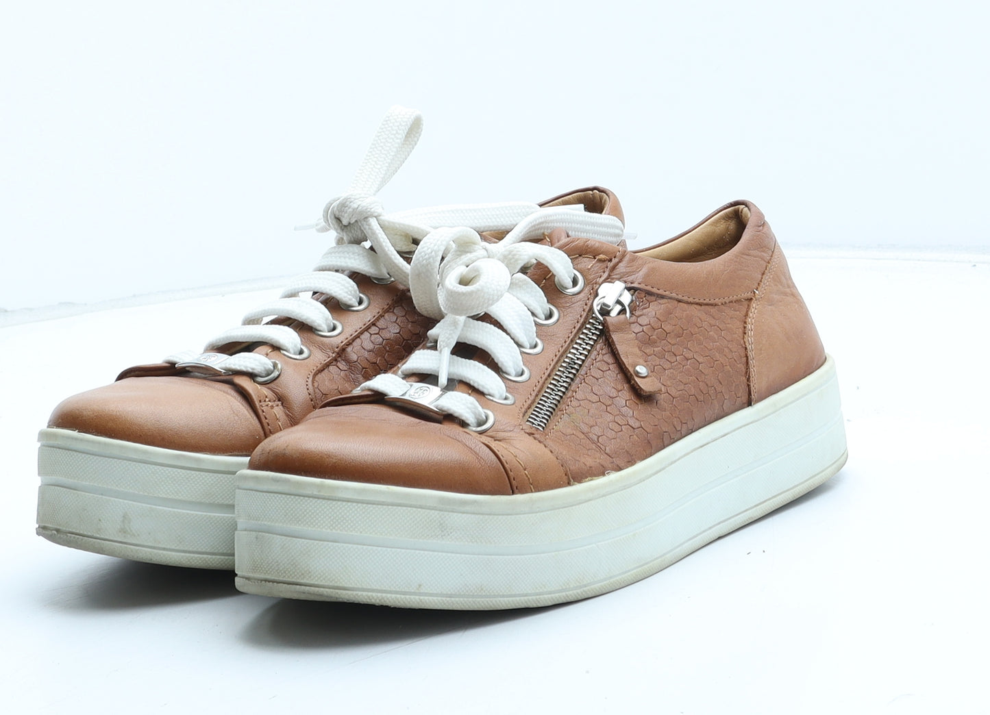 Moda in Pelle Womens Brown Geometric Synthetic Trainer UK