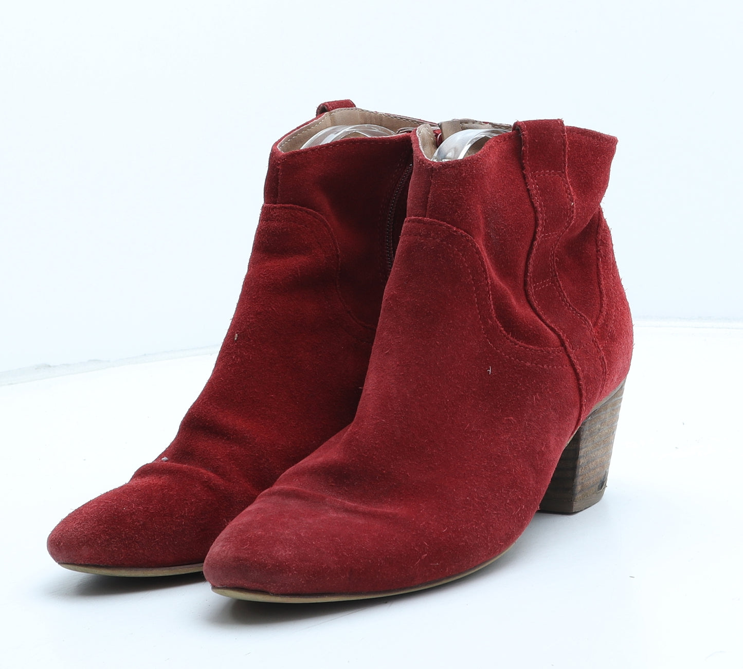 Preworn Womens Red Synthetic Bootie Boot UK