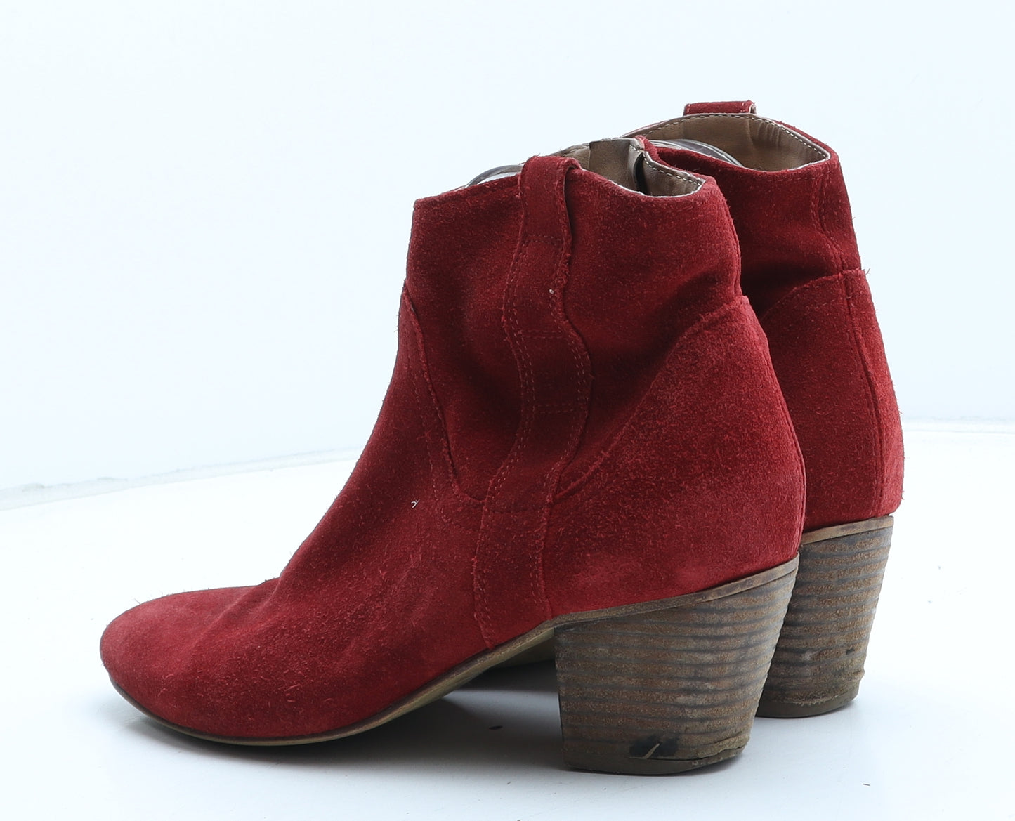 Preworn Womens Red Synthetic Bootie Boot UK