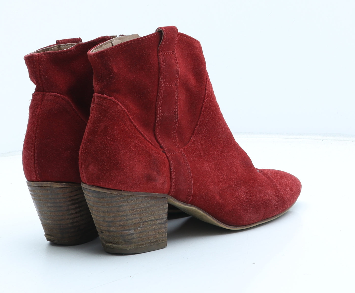 Preworn Womens Red Synthetic Bootie Boot UK