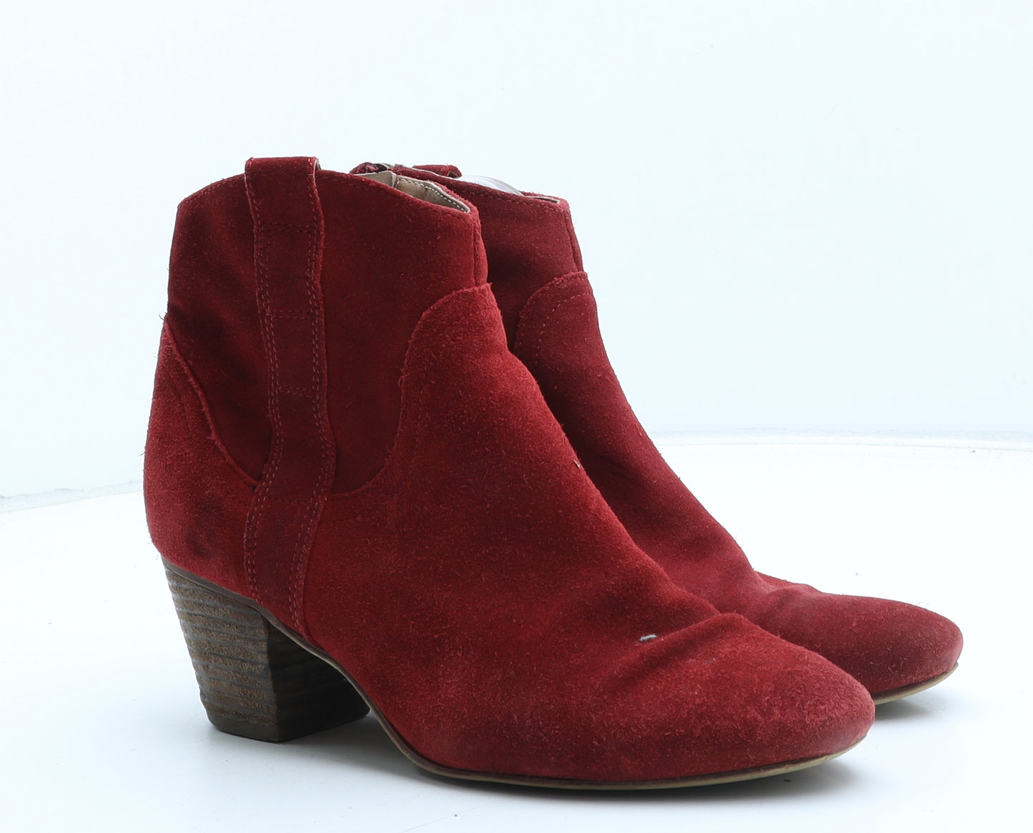 Preworn Womens Red Synthetic Bootie Boot UK