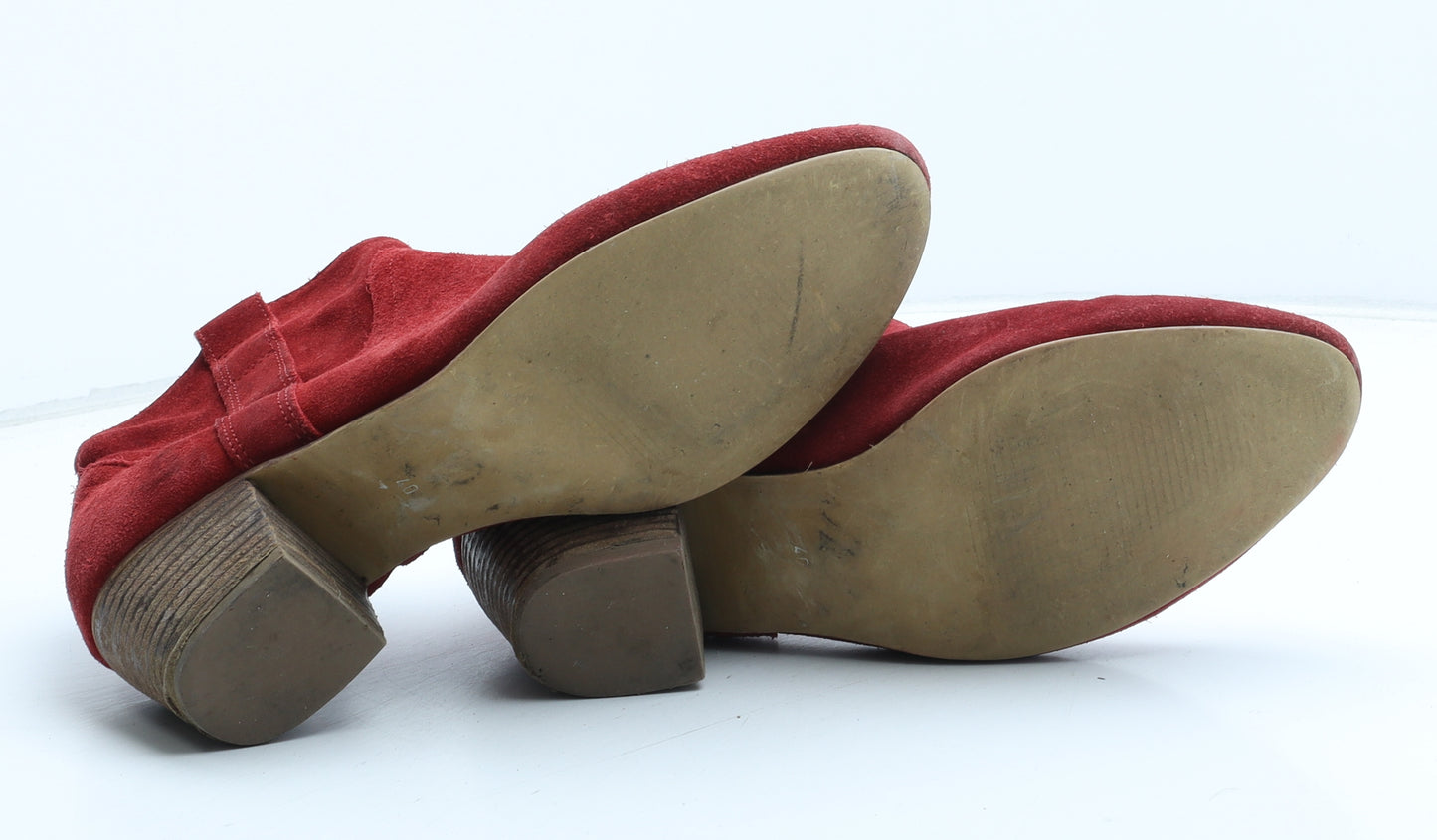 Preworn Womens Red Synthetic Bootie Boot UK