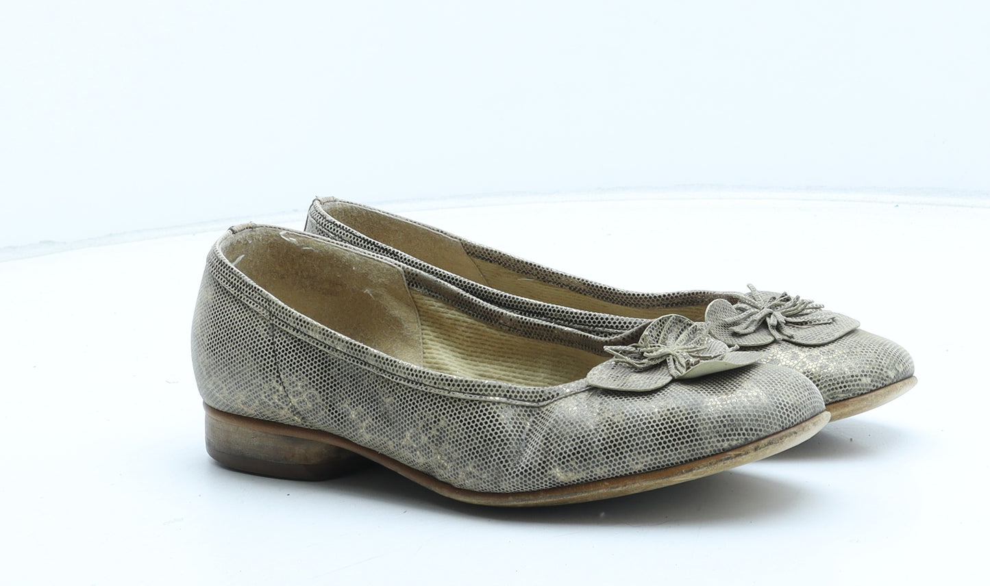 Gabor Womens Gold Synthetic Slip On Casual UK - Flower Detail