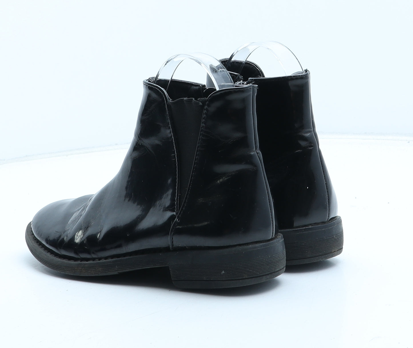 Preworn Girls Black Synthetic Chelsea Boot UK 2