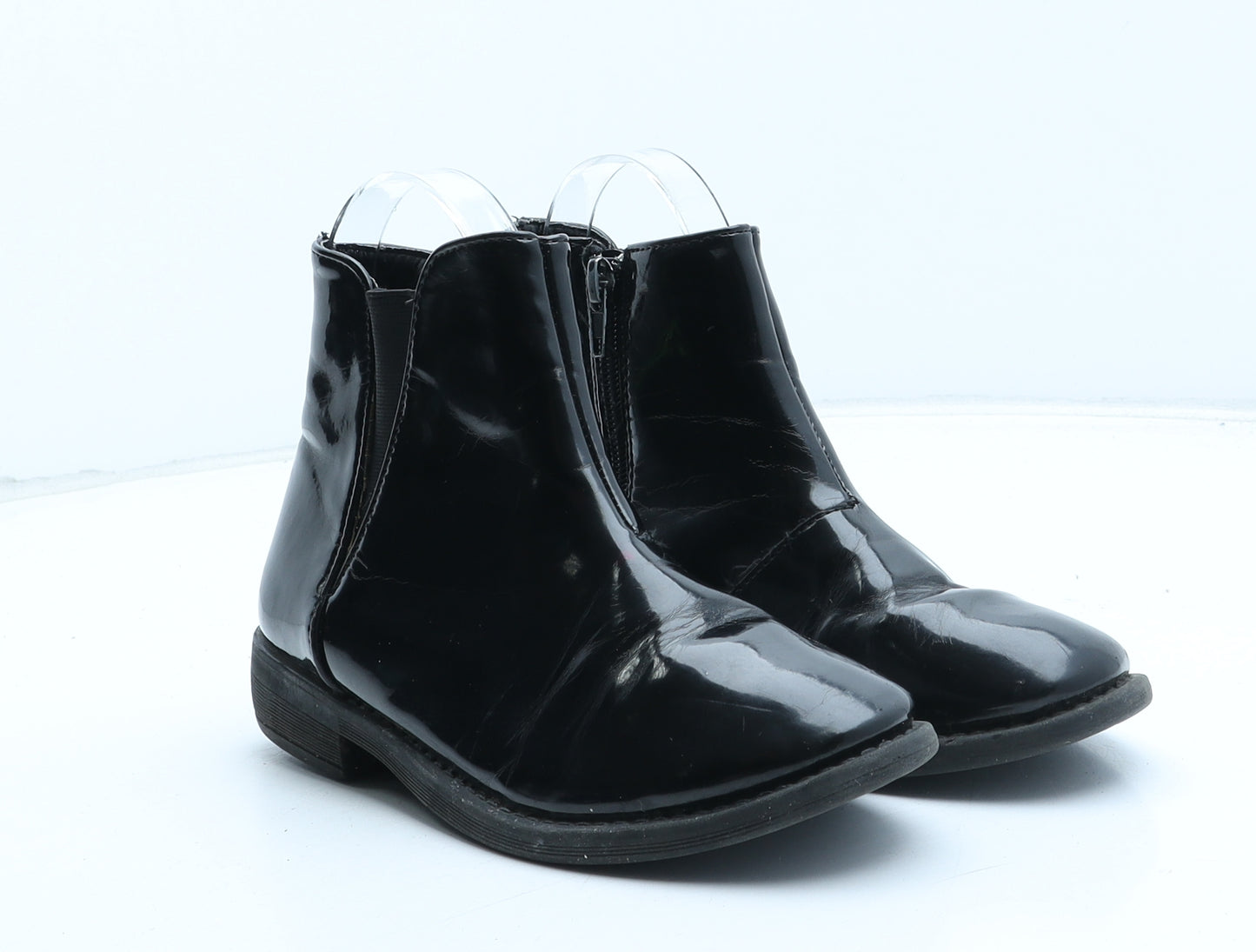 Preworn Girls Black Synthetic Chelsea Boot UK 2