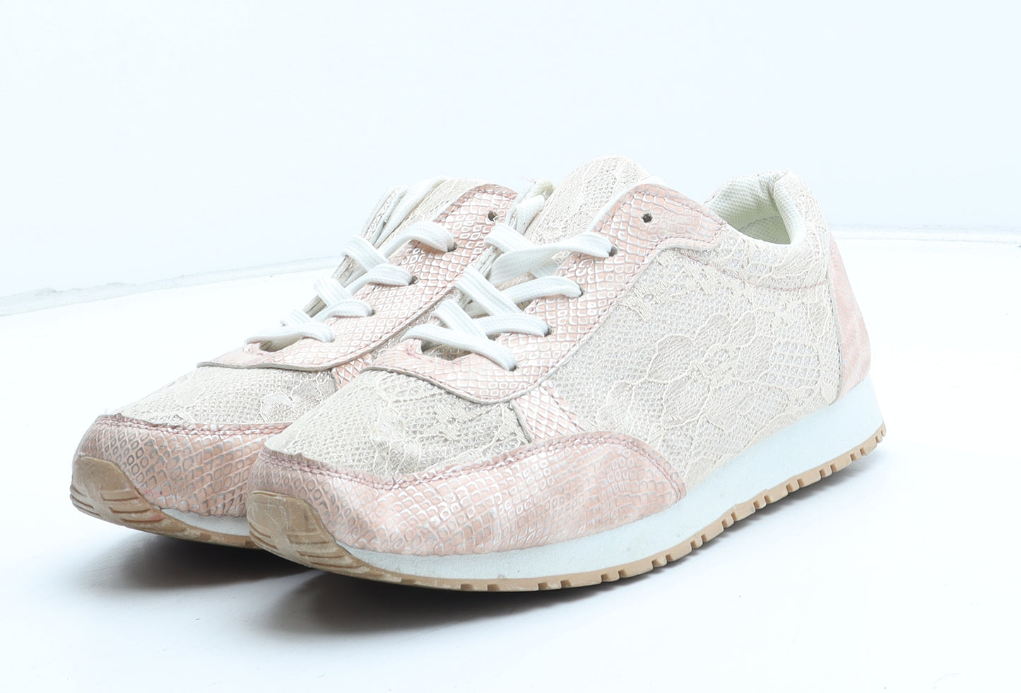Preworn Womens Pink Floral Synthetic Trainer UK