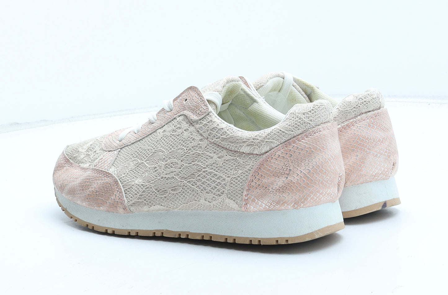 Preworn Womens Pink Floral Synthetic Trainer UK