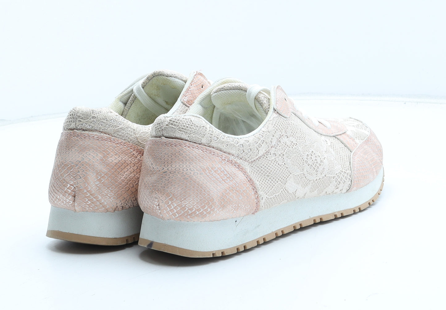 Preworn Womens Pink Floral Synthetic Trainer UK