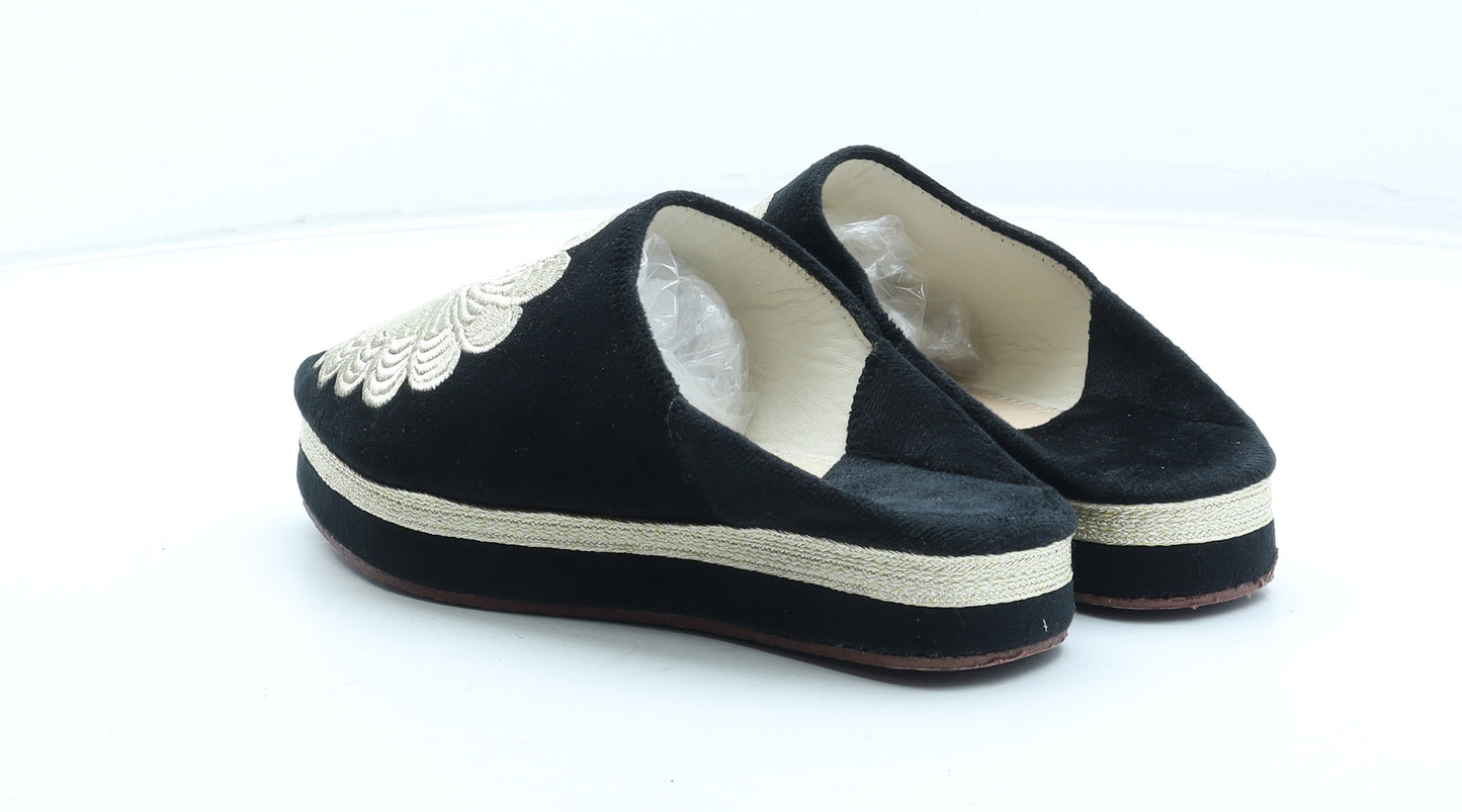 Preworn Womens Black Geometric Polyester Slip On Flat UK