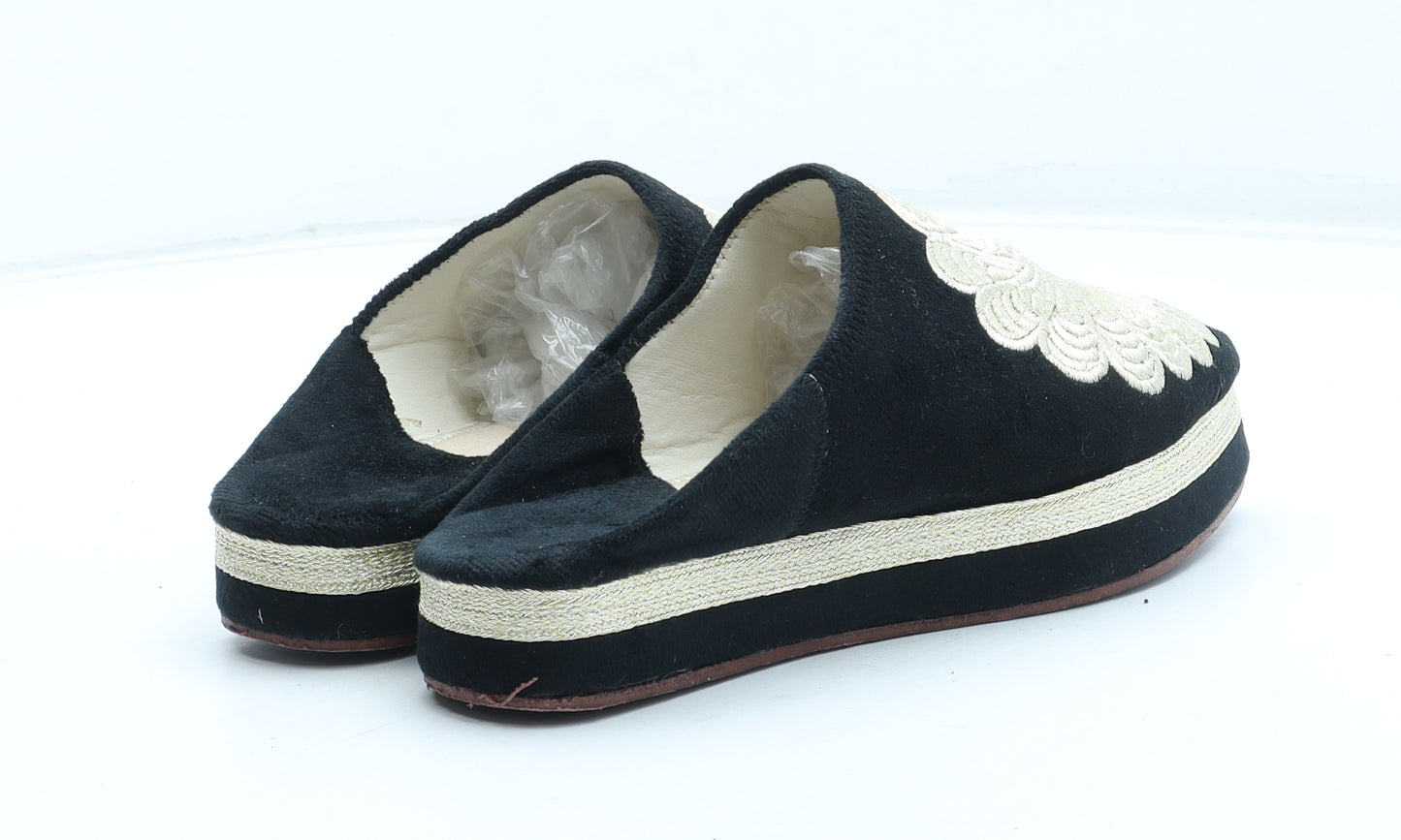 Preworn Womens Black Geometric Polyester Slip On Flat UK