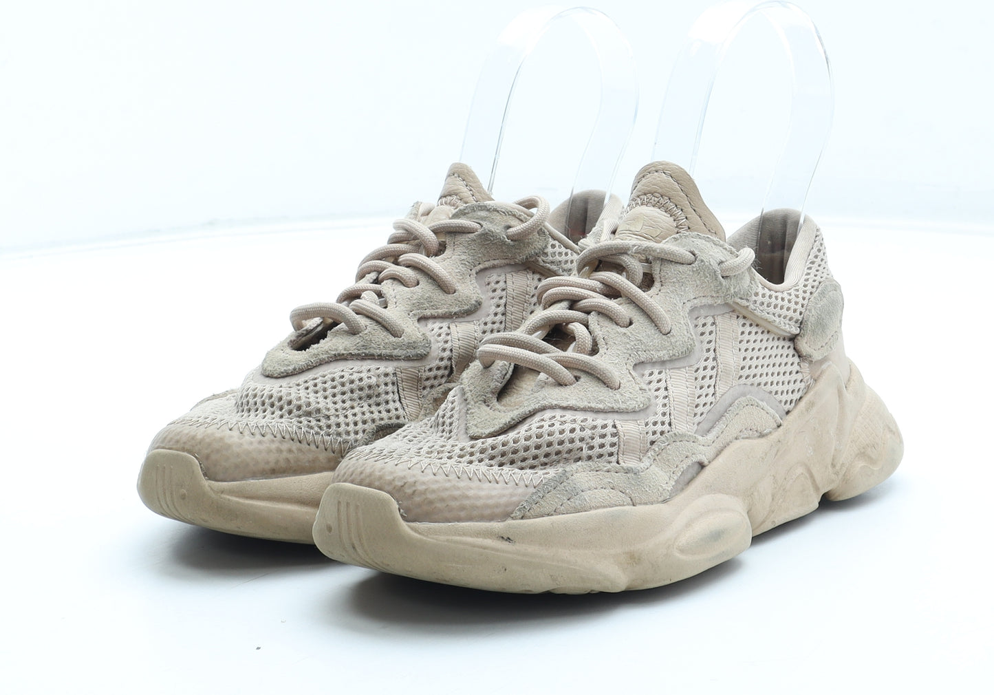 Preworn Girls Beige Leather Trainer UK 13
