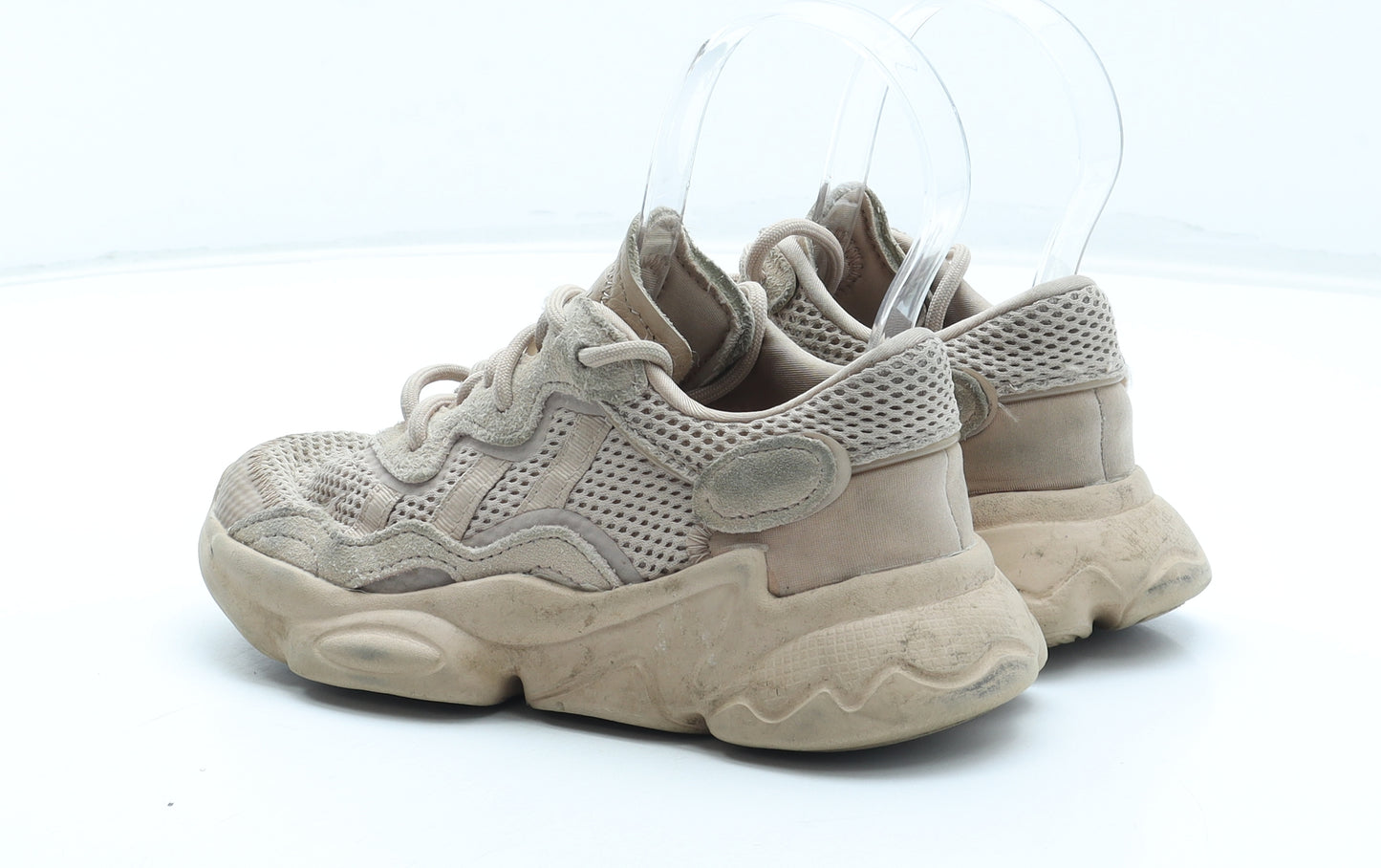 Preworn Girls Beige Leather Trainer UK 13