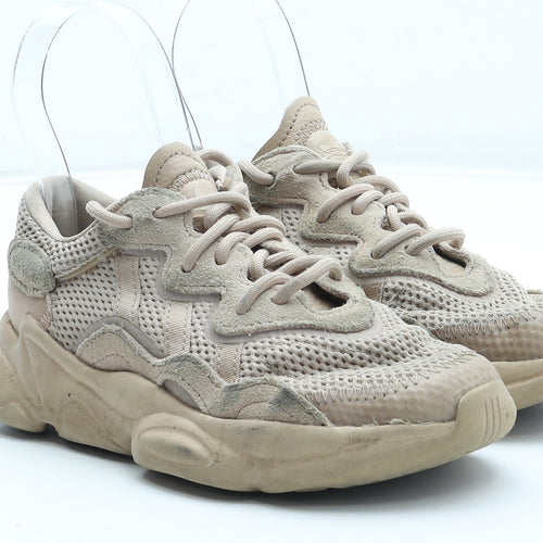 Preworn Girls Beige Leather Trainer UK 13