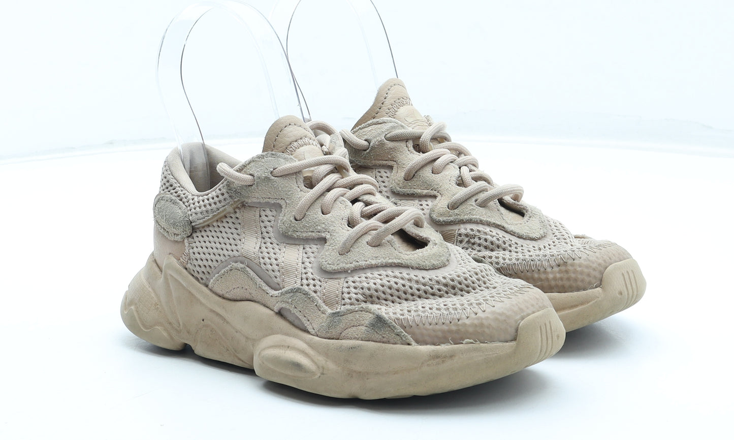 Preworn Girls Beige Leather Trainer UK 13