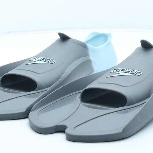 Speedo Boys Grey Colourblock Rubber Slip On Sandal UK 4 - Aqua Shoes Size 4-5