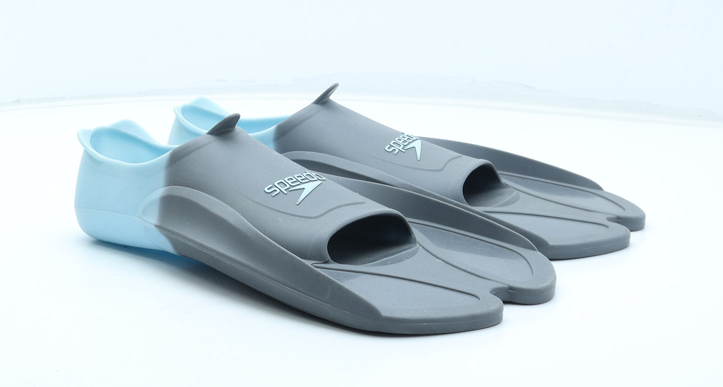 Speedo Boys Grey Colourblock Rubber Slip On Sandal UK 4 - Aqua Shoes Size 4-5