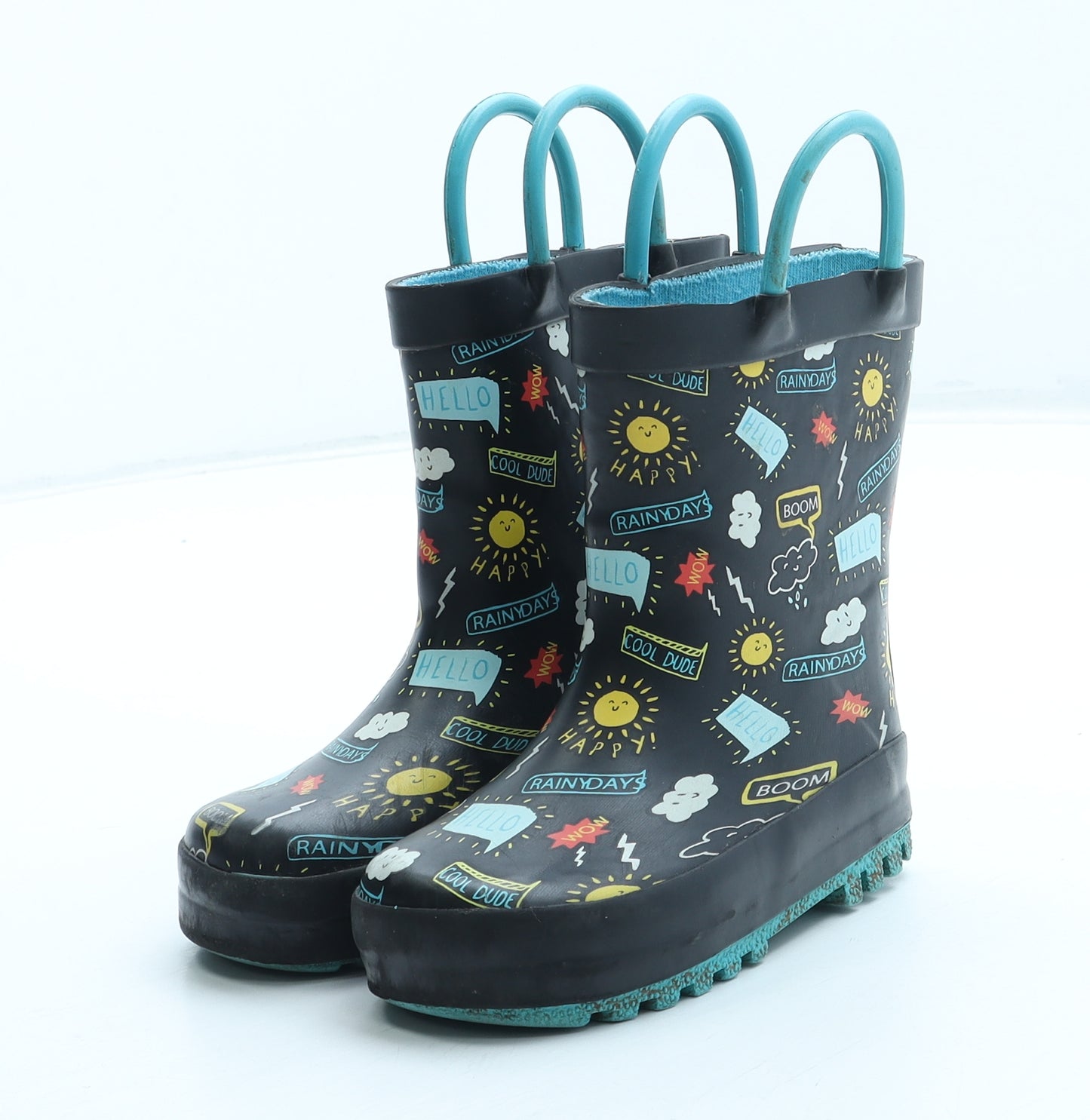 First Walkers Boys Multicoloured Geometric Rubber Wellies Boot UK 4