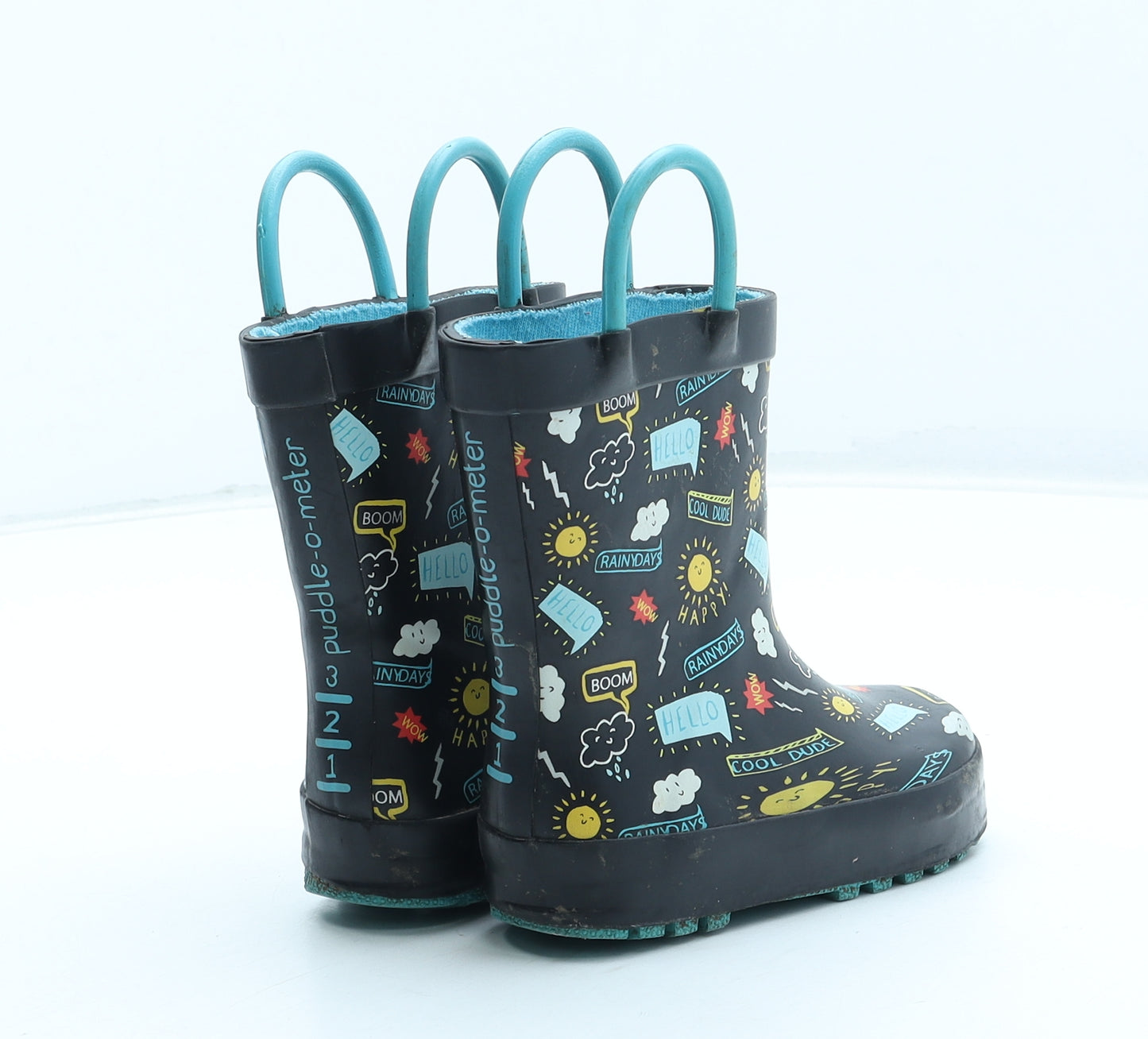 First Walkers Boys Multicoloured Geometric Rubber Wellies Boot UK 4
