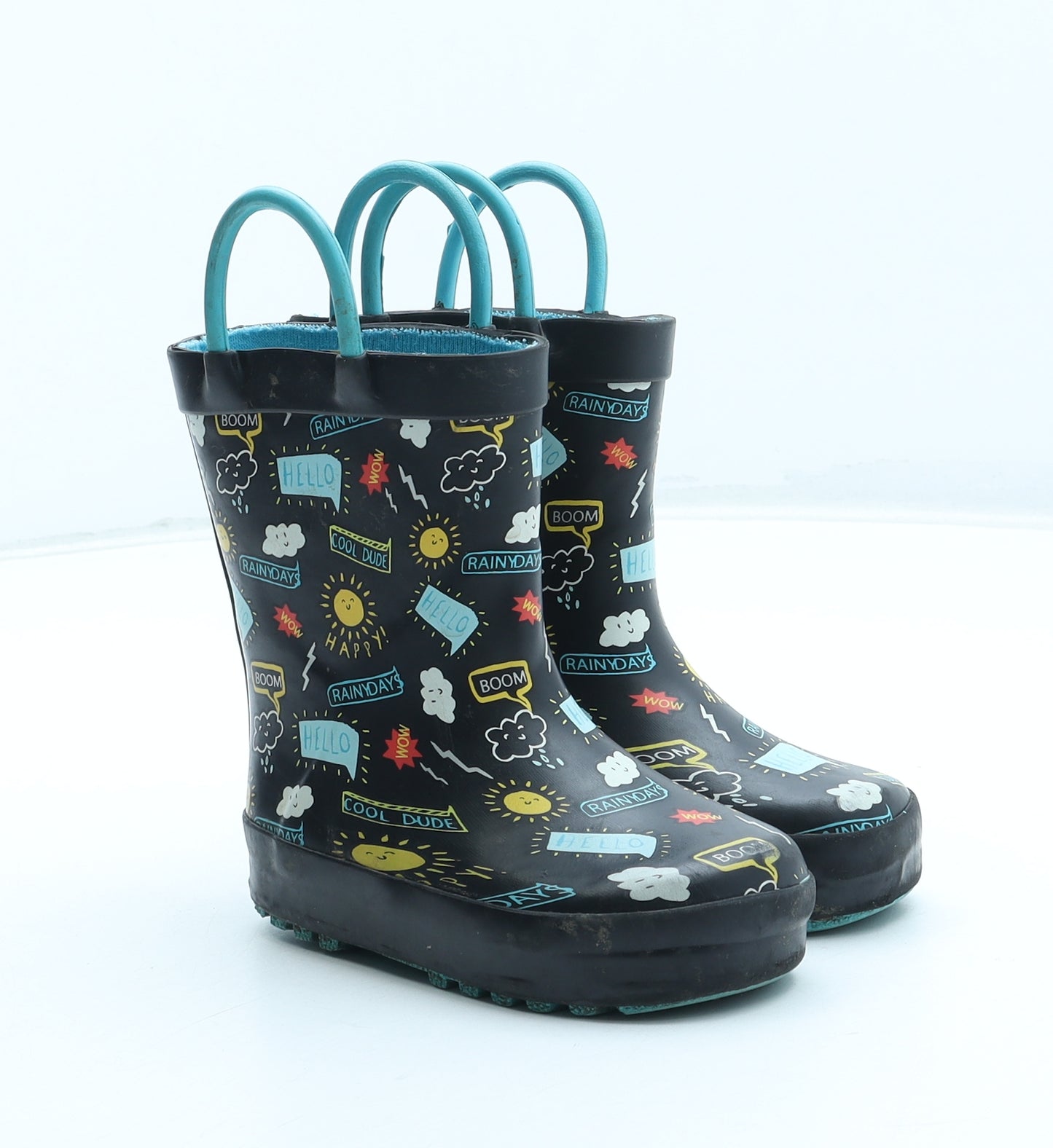 First Walkers Boys Multicoloured Geometric Rubber Wellies Boot UK 4