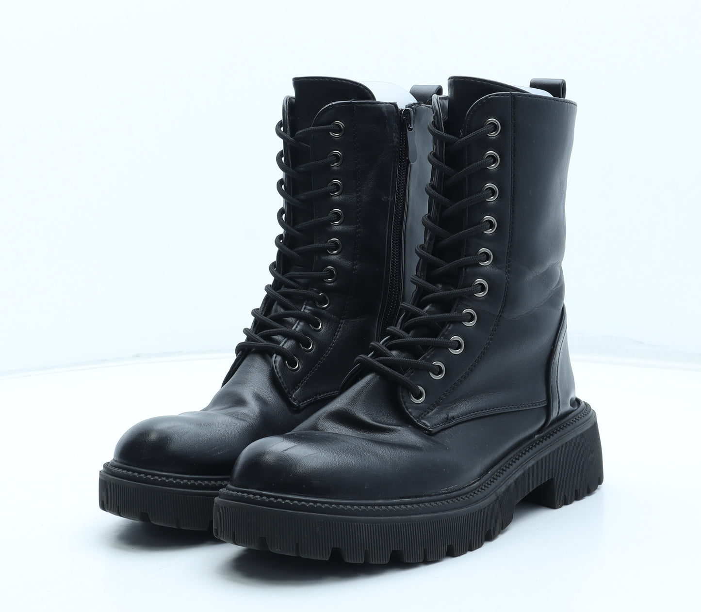 Samurai Womens Black Polyurethane Biker Boot UK
