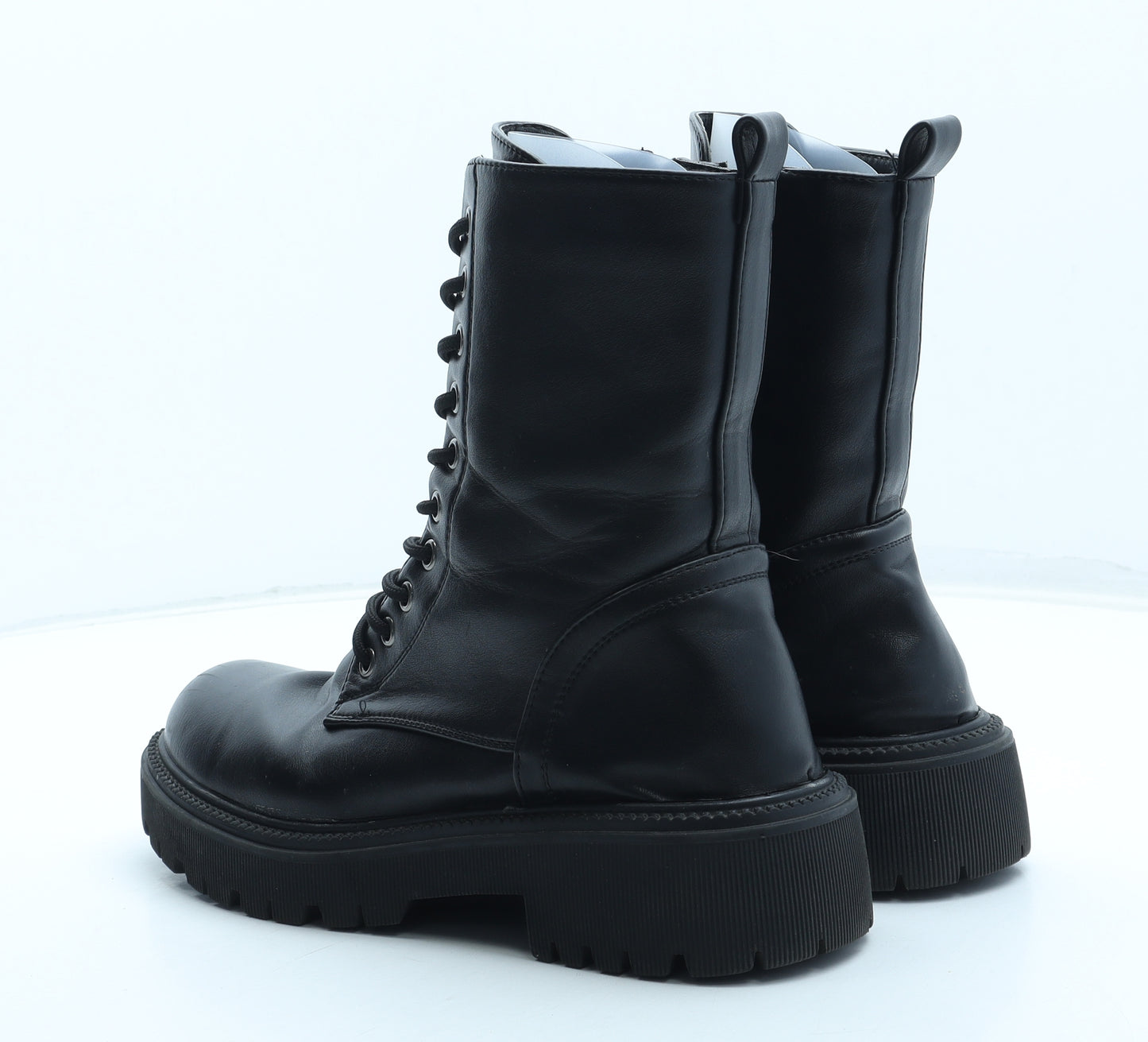 Samurai Womens Black Polyurethane Biker Boot UK