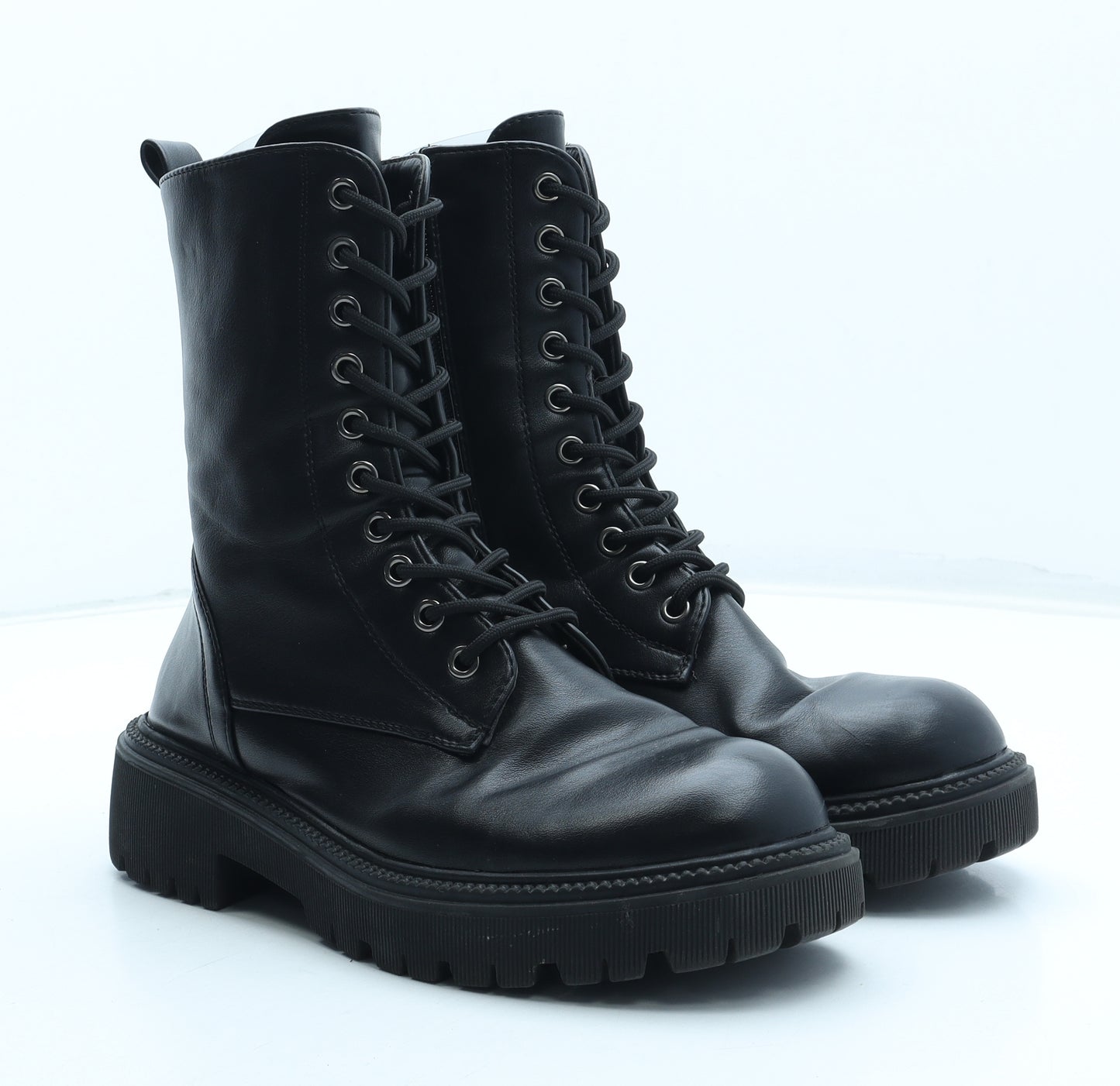 Samurai Womens Black Polyurethane Biker Boot UK